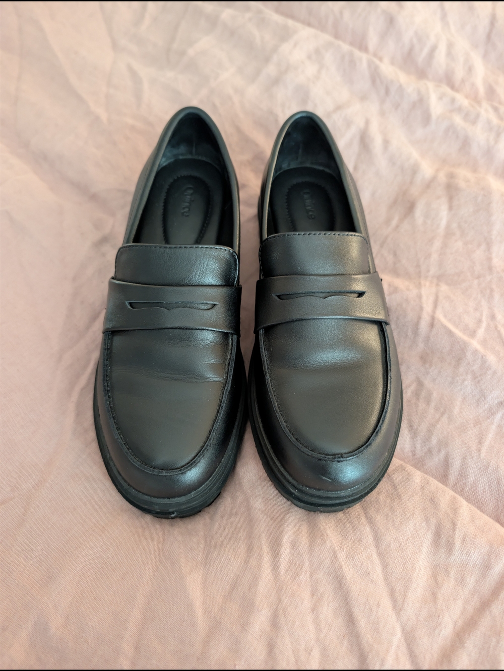 Quince NWOT Genuine Leather Chunky Loafers Black 8.5 GORGEOUS